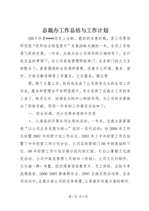 总裁办工作总结与工作计划 (4).docx