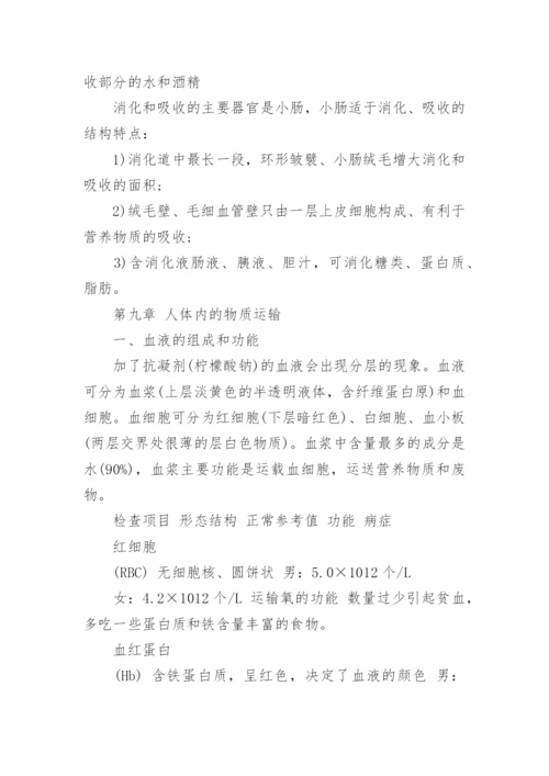 北师大版初一生物下册知识点归纳.docx