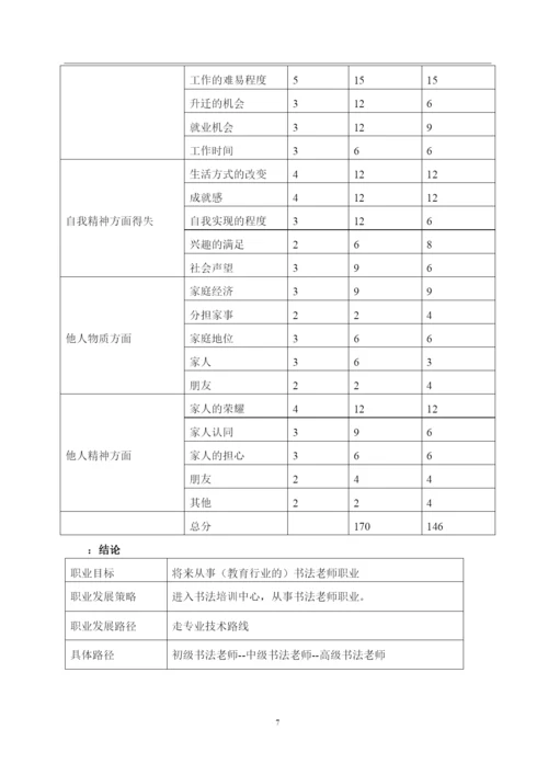 13页5800字书法专业职业生涯规划.docx