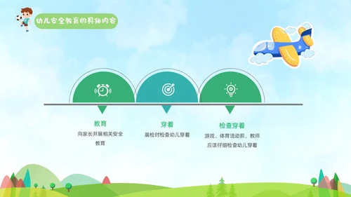 蓝色手绘卡通插画幼儿安全教育管理PPT幼儿园