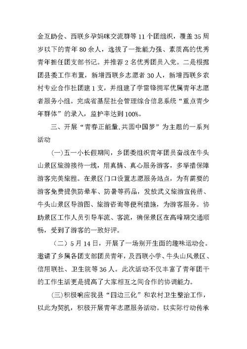 乡镇年度团委工作总结 9