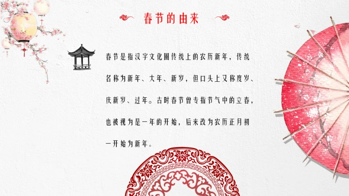 淡雅中国风春节文化习俗介绍PPT模板