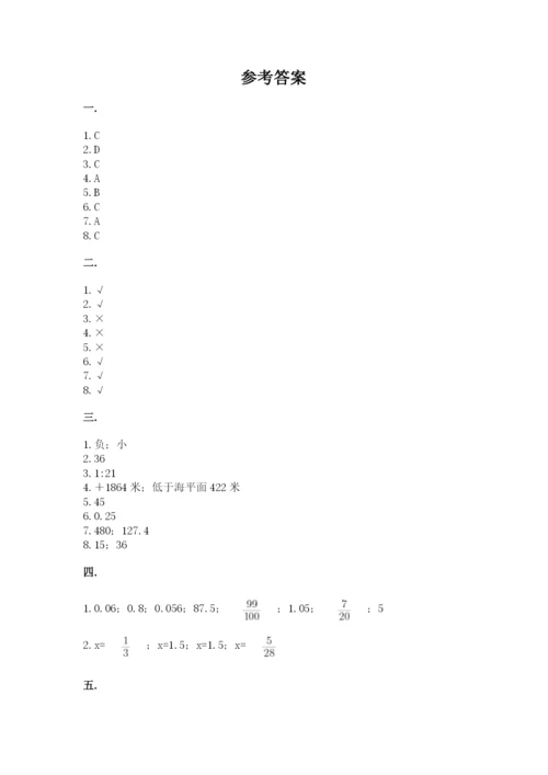 河南省平顶山市六年级下册数学期末测试卷及一套参考答案.docx