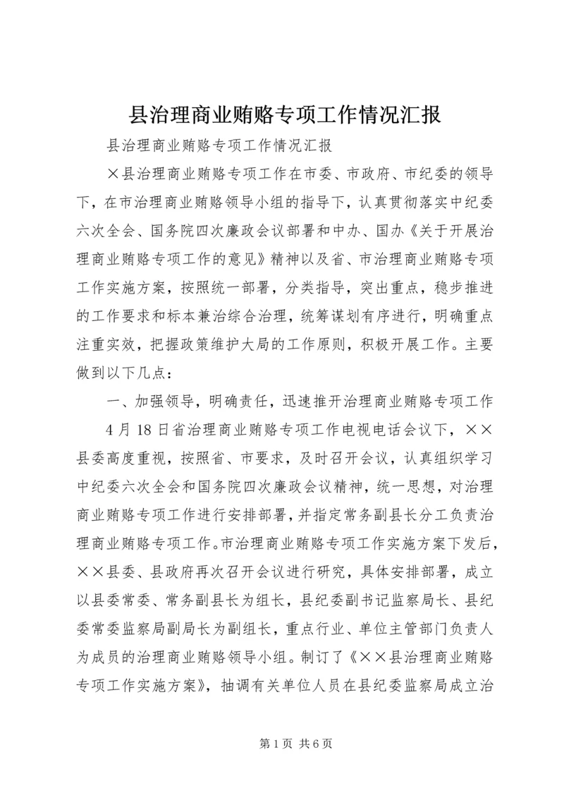 县治理商业贿赂专项工作情况汇报 (2).docx