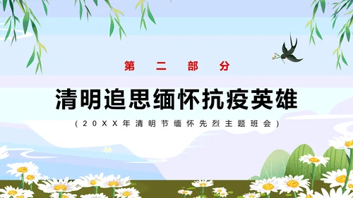 清明节缅怀先烈主题班会墓地墓碑PPT模板