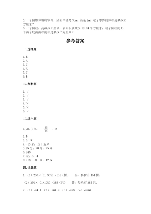 盐田区六年级下册数学期末测试卷精品及答案.docx
