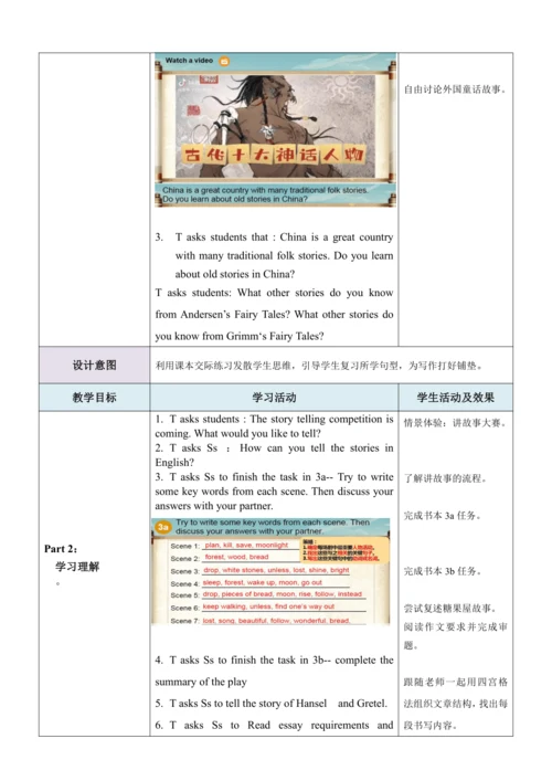 （新课标) Unit6 Section B  3a-Selfcheck 表格式教学设计（人教版八年级