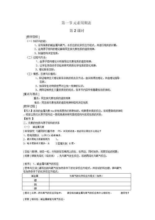 元素周期表教案