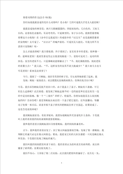 精选观察动物的作文集合15篇