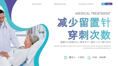 减少留置针穿刺次数商务蓝色PPT品管圈医疗质量管理品管圈