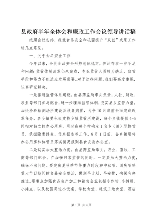 县政府半年全体会和廉政工作会议领导讲话稿.docx