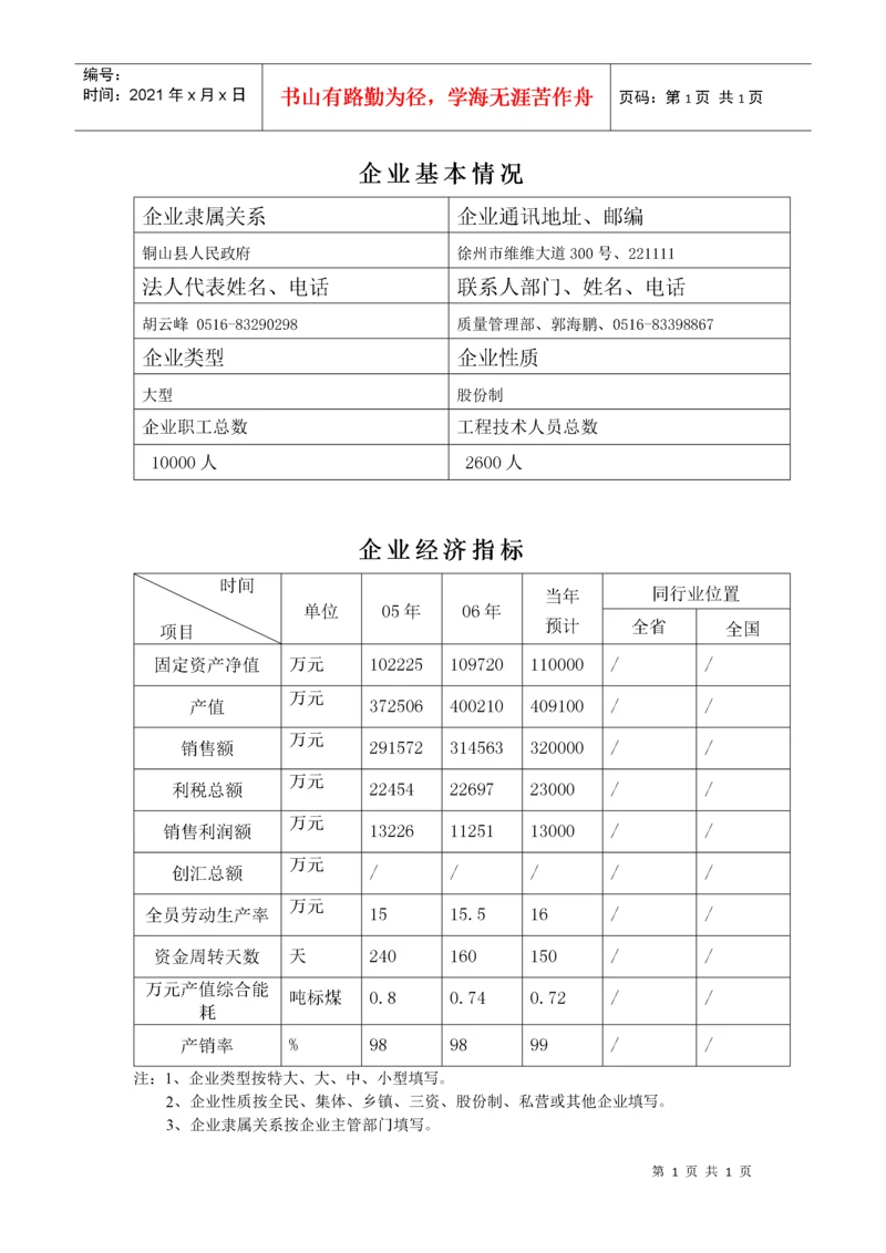 质量奖申报材料范本.docx