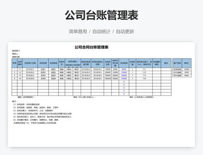 公司台账管理表