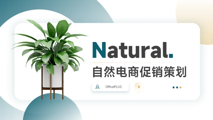 黄蓝简约植系自然电商促销策划PPT模板