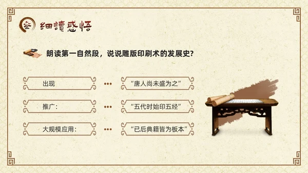 棕色古风七年级语文下册活板PPT模板宣传四大发明PPT动态PPT语文课件