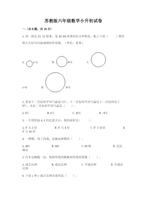 苏教版六年级数学小升初试卷及完整答案（有一套）.docx