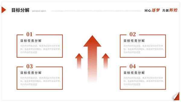 红色简约翘边翻页式年终述职报告工作总结年终总结ppt模板