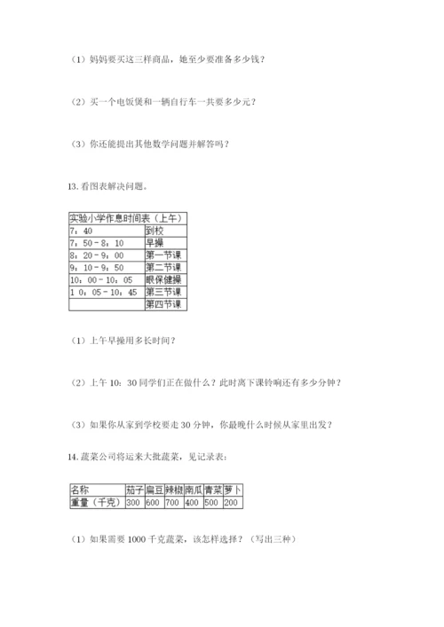 小学三年级数学应用题50道及答案（历年真题）.docx