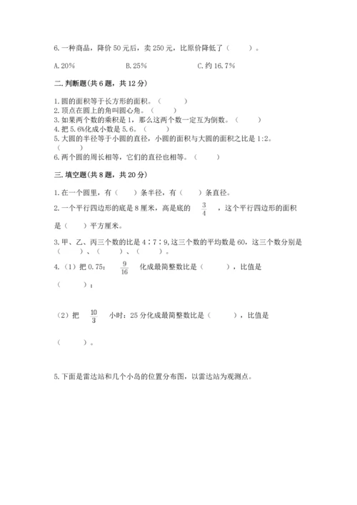 小学六年级上册数学期末测试卷含答案ab卷.docx