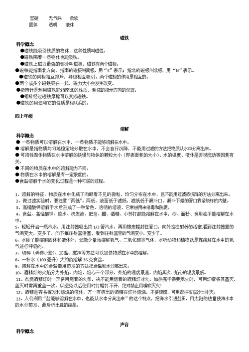 小学科学概念及重点知识点总汇(0002)