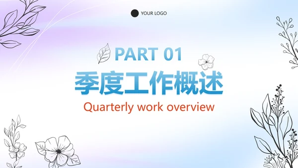 彩色花卉流体季度工作总结PPT模板