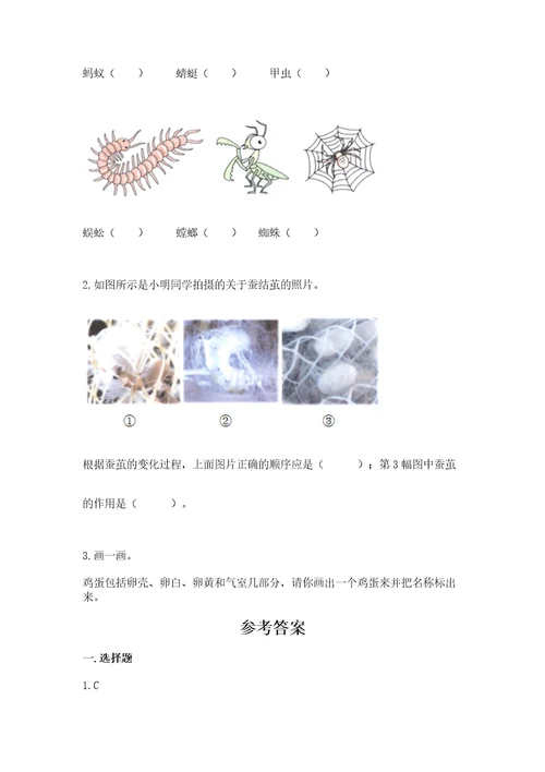 教科版科学三年级下册第二单元《动物的一生》测试卷wod版
