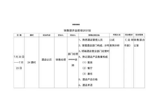 某星级酒店培训计划汇总.docx