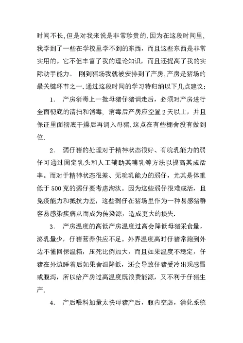 猪场产房技术员工作总结