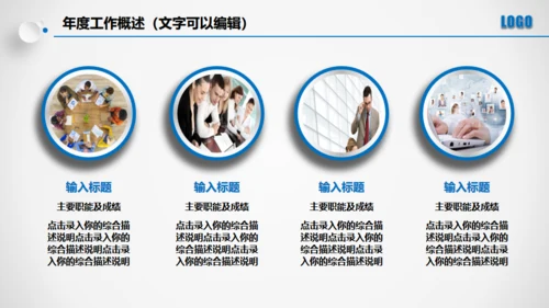 点击滑动蓝色大气立体年度总结通用PPT模板