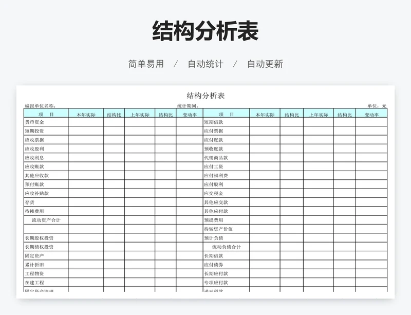 结构分析表