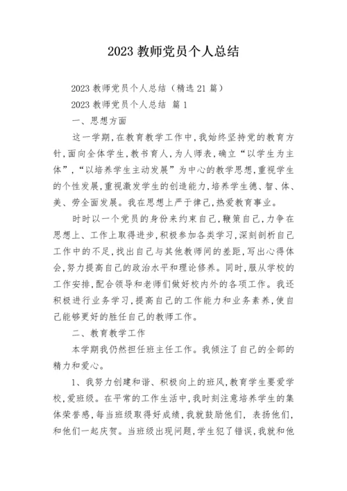 2023教师党员个人总结.docx