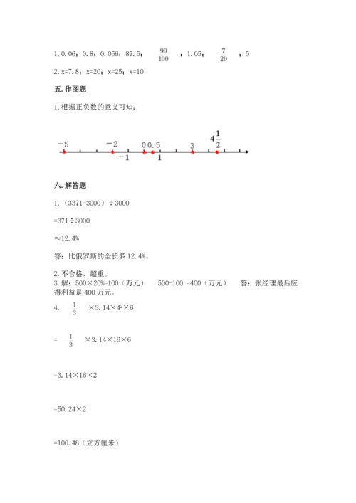 小学数学试卷六年级下册期末测试卷及答案1套.docx