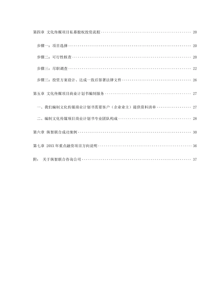 文化传媒项目商业计划书