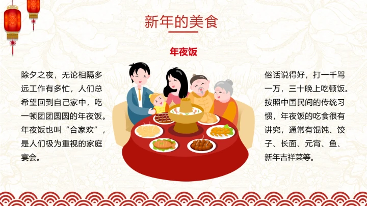 新年红喜庆中国风农历春节习俗介绍PPT模板