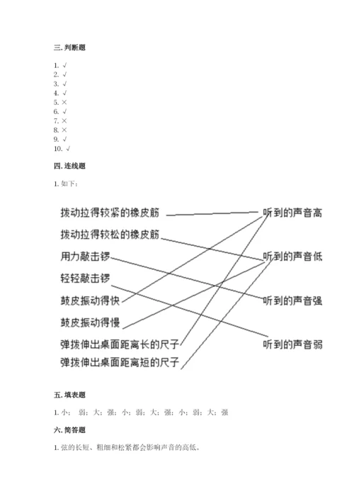 教科版科学四年级上册第一单元声音测试卷及完整答案（精选题）.docx