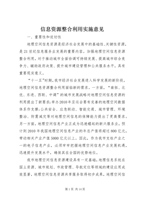 信息资源整合利用实施意见.docx