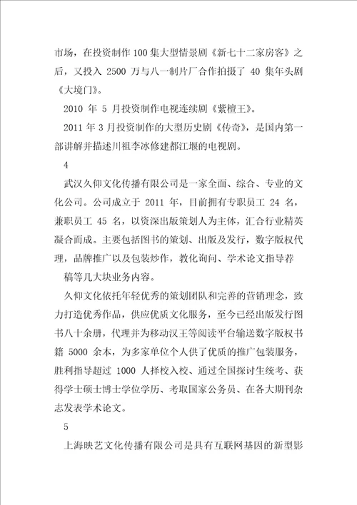 文化公司简介例文