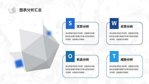 蓝色简约SWOT风险管理分析图表汇报PPT模板