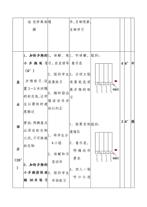 6年级50米快速跑教案