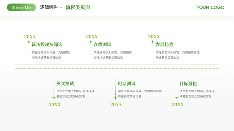 绿色商务风6项流程PPT单页