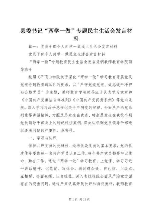 县委书记“两学一做”专题民主生活会发言材料.docx