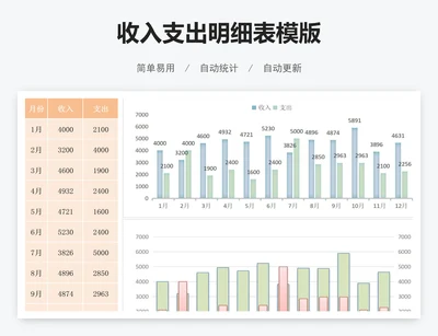 收入支出明细表模版
