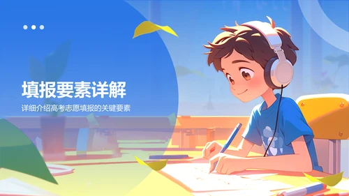 蓝色插画风高考志愿填报指导PPT模板