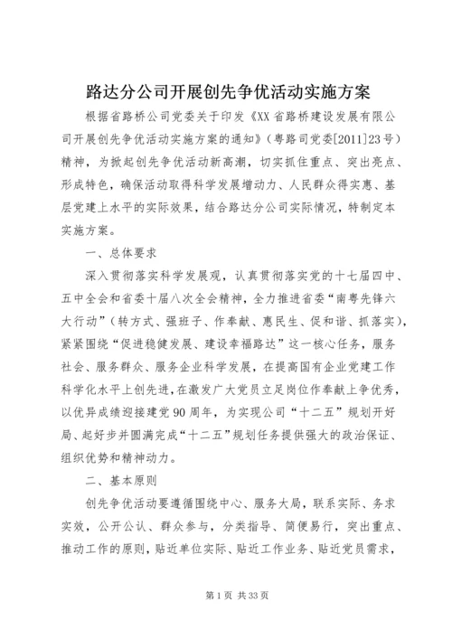 路达分公司开展创先争优活动实施方案.docx