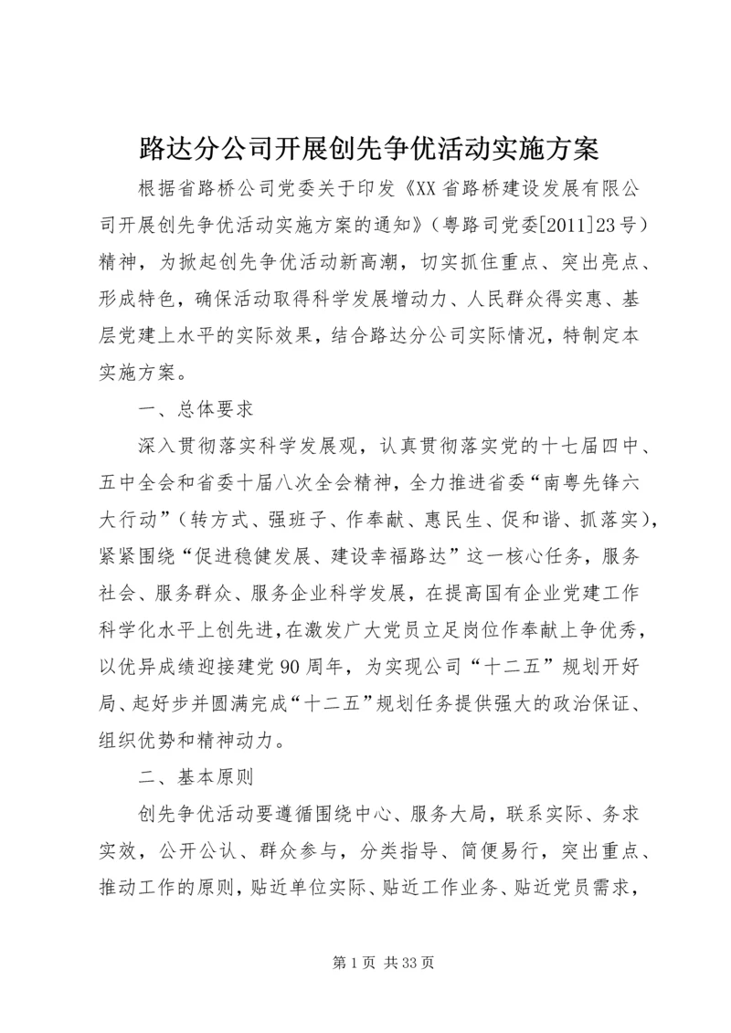 路达分公司开展创先争优活动实施方案.docx