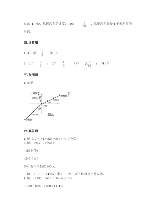 人教版六年级上册数学期末测试卷带答案（a卷）.docx