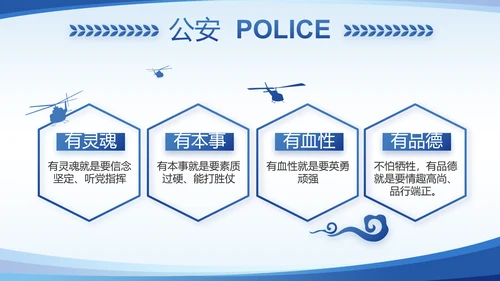 蓝色大气公安派出所年年终总结PPT