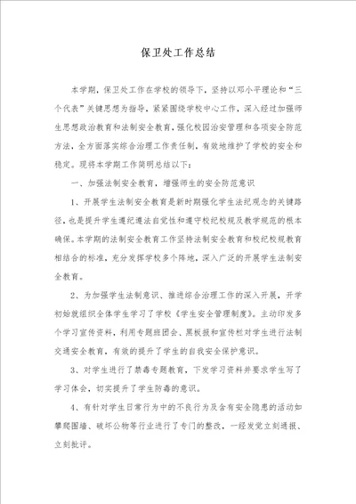 2021年保卫处工作总结