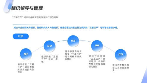 蓝色渐变高端商务三基三严培训及考核管理医疗培训通用PPT模板员工培训