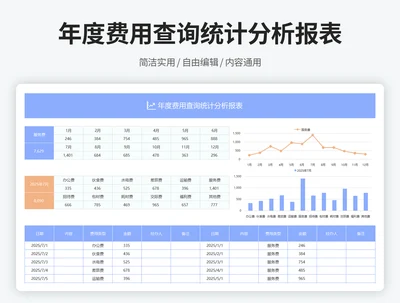年度费用查询统计分析报表